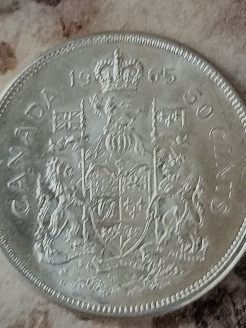 Vintage 1965 Canadian 50 Cent Silver Coin